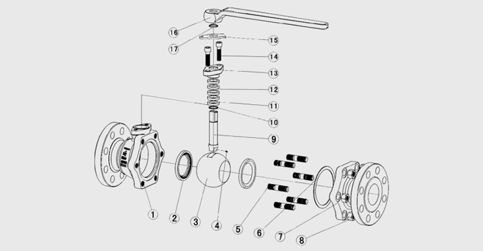 浮(fu)動球閥結(jie)構圖