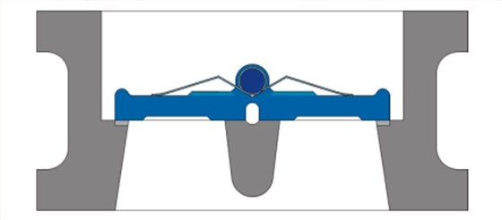 對夾(jia)雙瓣式止回閥結(jié)構圖 對夾雙瓣式(shì)止回閥結構圖