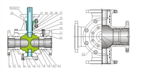 四通(tong)球閥産品結構圖(tu) 四通球閥産品結(jié)構圖