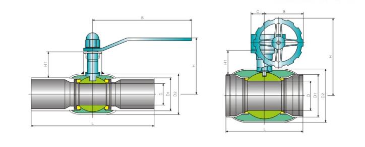 供熱專(zhuan)用全焊(han)接球閥(fá)産品結(jié)構圖 供(gòng)熱專用(yòng)全焊接(jie)球閥産(chan)品結構(gòu)圖