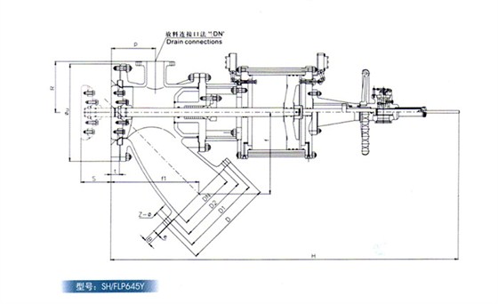 氣動(dong)Y型平底放料閥産(chan)品結構圖 氣動Y型(xíng)平底放料閥産品(pin)結構圖