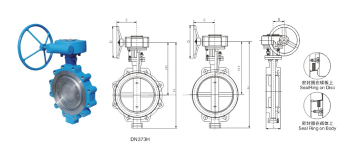 美标(biāo)三偏心(xīn)凸耳對(duì)夾蝶閥(fa)産品結(jié)構圖